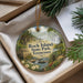 A decorative ornament with a scenic landscape of Rock Island State Park, Tennessee, featuring a waterfall, pine trees, and a small building.
