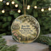 A round ornament with a vintage-style illustration of a house and a tree, surrounded by greenery, with the text "Rose Hill Plantation State Historic Site, South Carolina" displayed on it.