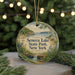 A decorative ornament featuring a scenic landscape with a lake, trees, and a bird, with the text "Seneeca Lake State Park, New York" prominently displayed.