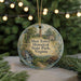 A circular ornament with a scenic illustration of Shot Tower Historical State Park, Virginia, surrounded by greenery and a string of lights.