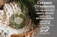 Ceramic ornaments, featuring a scenic image of Silver Falls State Park, Oregon, hanging from a wicker basket.