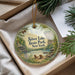 A decorative ornament with a scenic image of Silver Lake State Park, New York, hanging from a string.