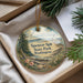 A decorative ornament with a scenic landscape of Spencer Spit State Park, Washington, featuring a lighthouse and a beach.