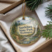 A decorative ornament with a scenic landscape of Squilchuck State Park, Washington, featuring a waterfall and pine trees.