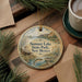 A decorative ornament featuring a scenic landscape of Summer Lake State Park, New Mexico, with a cabin and a lake in the background.