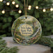 A round ornament with a scenic landscape of T.O. Fuller State Park, Tennessee, featuring a waterfall and a bridge.