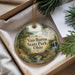 A decorative ornament with a scenic image of Van Buren State Park, Ohio, hanging from a string.