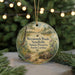 A round ornament with a nature scene featuring a bird, a turtle, and a pine tree, along with text that reads "Weymouth Woods Sandhills Nature Preserve, North Carolina".