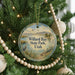 A round ornament hanging on a Christmas tree, featuring a scenic image of Willard Bay State Park in Utah.