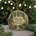 A round ornament with a scenic image of Willow River State Park, Wisconsin, hanging from a string.