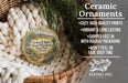 Ceramic ornaments, featuring a desert landscape with mountains, are displayed in a basket.