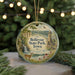 A round ornament featuring a deer and a castle in a scenic landscape, with the text "Bellevue State Park, Iowa" displayed prominently.