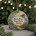 A circular ornament with a scenic landscape of birch trees, a path, and a body of water, with the text "Birch Point State Park, Maine" displayed prominently.