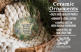 Ceramic ornaments, featuring a key largo hammock plant from the Florida Botanical State Park, are displayed in a woven basket.
