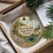 A decorative ornament with a scenic image of Dixon Springs State Park, Illinois, hanging from a string.