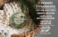Ceramic ornaments, featuring a wooden ornament with a scenic image of Duck Lake State Park, Michigan, hanging from a wicker basket.