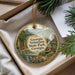 A decorative ornament with a scenic image of Georgia Veterans State Park, featuring a bridge, mountains, and pine trees.
