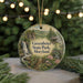 A round ornament with a scenic image of Greenbrier State Park, Maryland, featuring a waterfall, a bridge, and a bird.