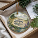 A decorative ornament with a scenic landscape of Haddam Meadows State Park, Connecticut, featuring a house, trees, and a river.