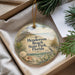 A round ornament with a beach scene and the text "Henderson Beach State Park, Florida" is displayed in a box with pine branches.