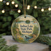 A round ornament with a scenic illustration of Indian Lake State Park, Michigan, featuring a lake, trees, and wildlife.