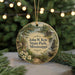 A round ornament with a scenic landscape of John W. Kyle State Park, Mississippi, featuring a waterfall, pine trees, and a cabin.