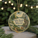 A circular ornament with a scenic landscape of Klen Woods State Park, Minnesota, featuring a deer, a lake, and a forest.