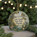 A round ornament with a painting of Lake Griffin State Park, Florida, featuring a bird, palm trees, and a wooden walkway.