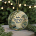 A circular ornament featuring a scenic image of Lake Murphysboro State Park in Illinois, with a bird and a dock in the foreground.