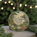 A round ornament with a scenic image of Little Ocmulgee State Park, Georgia, featuring a deer, flowers, and a bridge.