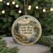 A round ornament with a scenic landscape of Lone Mesa State Park, Colorado, featuring a mountain, lake, and pine trees.