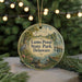 A round ornament with a painting of a pond and trees, featuring the text "Lums Pond State Park, Delaware" in the center.