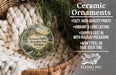 Ceramic ornaments, featuring a scenic image of Metamora-Hadley Recreation Area, Michigan, hanging from a wicker basket.