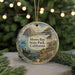 A round ornament featuring a scenic landscape of Morro Bay State Park, California, with a boat, trees, and a bird in the sky.