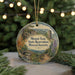 A round ornament with a scenic landscape featuring a castle, bridge, and trees, with the text "Mount Tom State Reserve, Massachusetts" displayed on it.