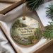 A decorative ornament with a scenic image of a park, specifically Myre-Big Island State Park in Minnesota, hanging from a string.