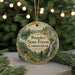 A decorative ornament with a scenic forest landscape and a waterfall, featuring the text "Peoples State Forest, Connecticut" on it.