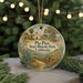 A decorative ornament featuring a scenic image of Pio Pico State Historic Park, California, with a string of lights in the background.