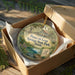 A decorative ornament in a box, featuring a scenic image of Ponce de Leon Springs, Florida.
