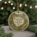 A round ornament with a scenic landscape of Preparation Canyon State Park, Iowa, featuring a waterfall and a path surrounded by greenery.