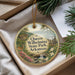 A decorative ornament with a scenic image of Queen Wilhelm State Park, Arkansas, hanging from a string.