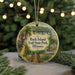 A decorative ornament featuring a scenic image of Rock Island Trail State Park in Illinois, with a bridge and a path leading through the landscape.