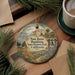 A decorative ornament featuring a scenic image of San Juan Bautista State Historic Park in California, with a bell tower and other buildings in the background.