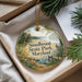 A decorative ornament with a scenic landscape of Smallwood State Park, Maryland, featuring a lake, trees, and a bird.