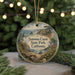 A round ornament with a scenic image of Sonoma Coast State Park, California, featuring a lighthouse, a deer, and a coastal landscape.