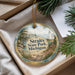 A decorative ornament with a scenic image of Straits State Park, Michigan, hanging from a string.