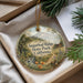 A decorative ornament with a scenic landscape of Sugarloaf Ridge State Park, California, featuring a mountain, trees, and a stream.
