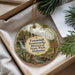 A decorative ornament with a scenic image of a historical site, specifically Tannenhill Ironworks Historical State Park, Alabama, displayed in a box with pine branches.