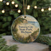 A round ornament with a scenic image of Traverse City State Park, Michigan, featuring a wooden walkway leading to a beach and a cliff overlooking the water.