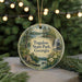 A round ornament with a scenic landscape of Tugaloo State Park, Georgia, featuring a lake, waterfall, and pine trees.